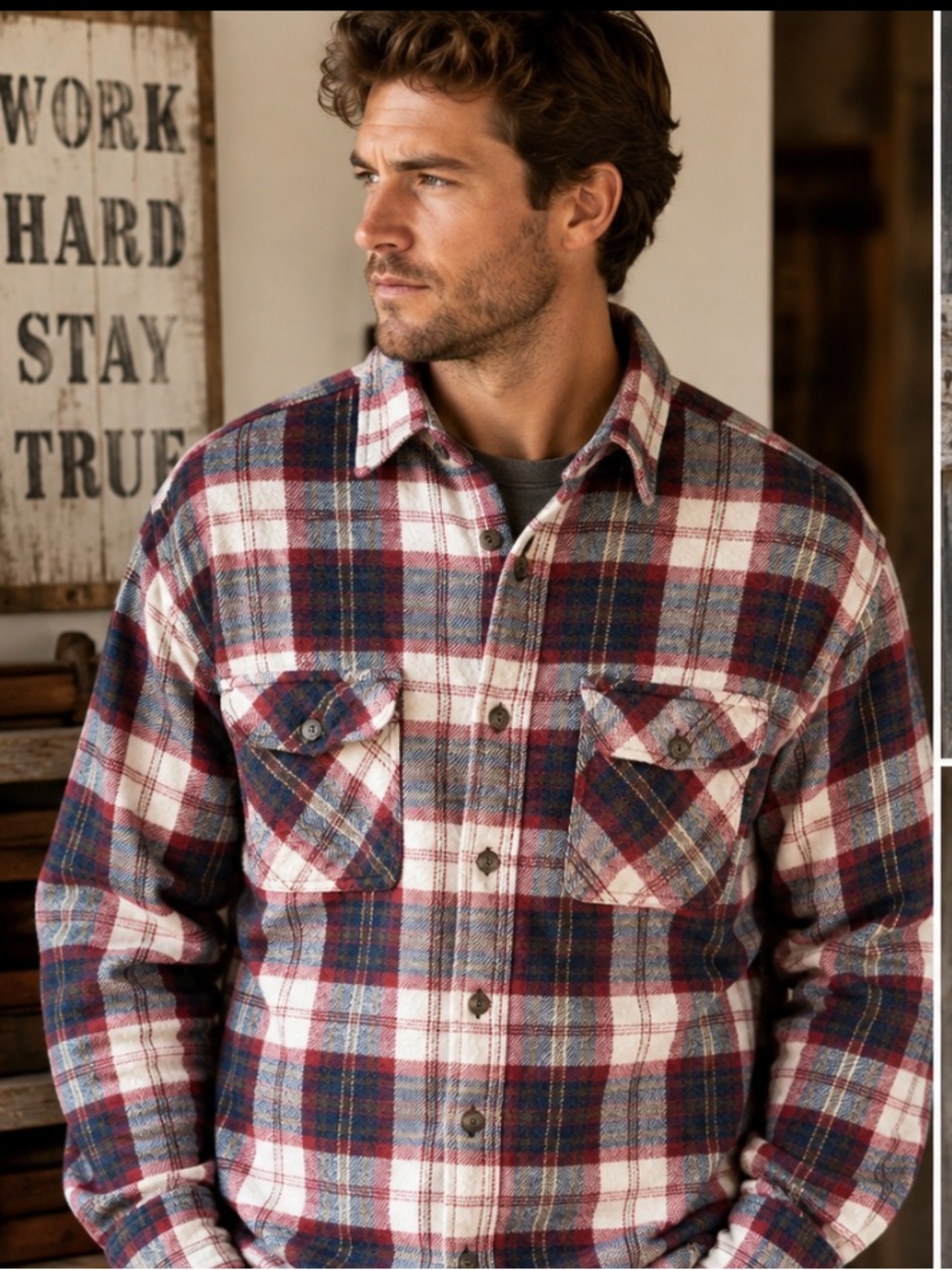C.E. Schmidt Workwear Flannel Shirt Mens XL Red Blue Plaid 100% Cotton